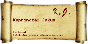 Kapronczai Jakus névjegykártya